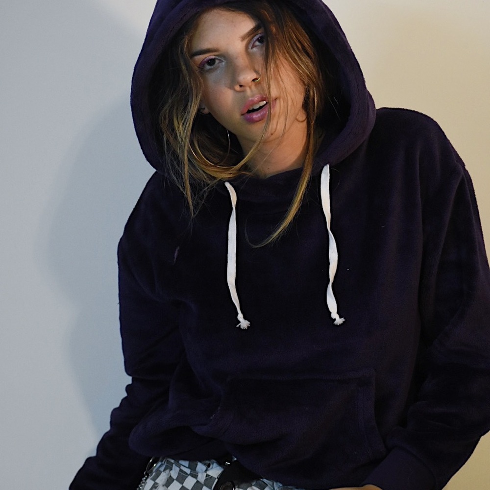 SUPER SOFT purple fuzzy hoodie